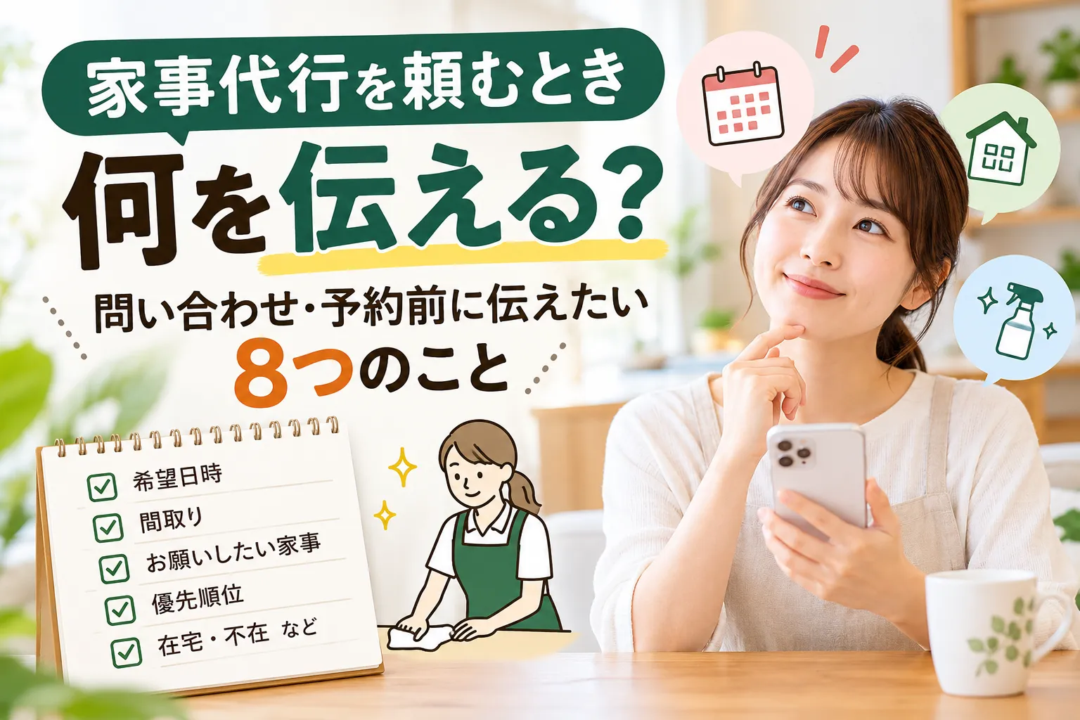 家事代行の問い合わせ・予約前に伝えたい8つのこと